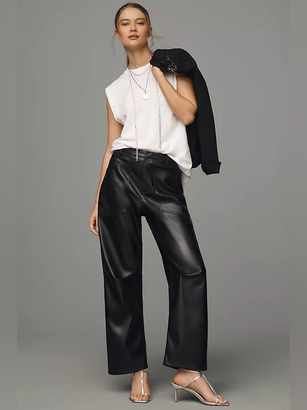 Steve Madden Haniel Faux-Leather Barrel Pants